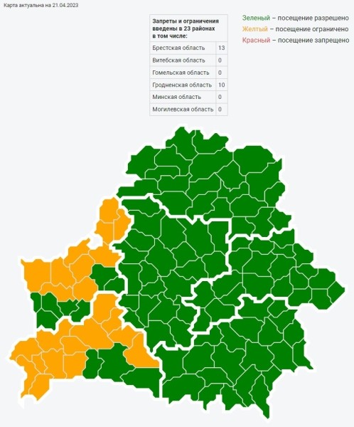 Ситуация с посещением лесов в Брестской области Ситуация с посещением лесов в Брестской области